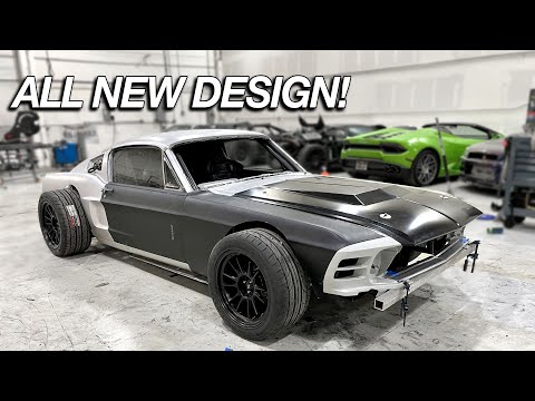 Mid Engine 67 Ford Mustang Fastback Returns! Front End Conversion, All New Design, And Gets Wider!