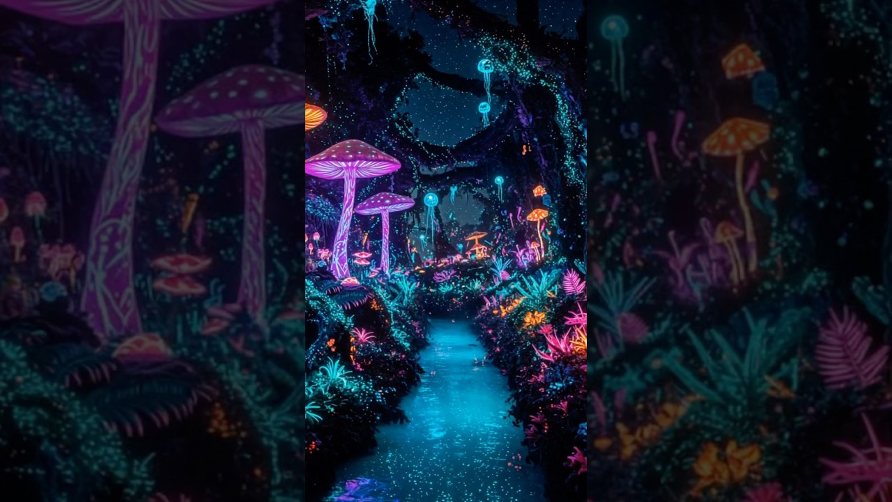 Entering a bioluminescent enchanted glowing forest #enchantedforest #bioluminescent #magical #ai