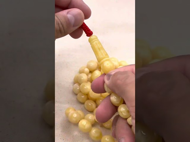 سبحة كهرمان طبيعي فرز سوبر مشخط بيض حمام