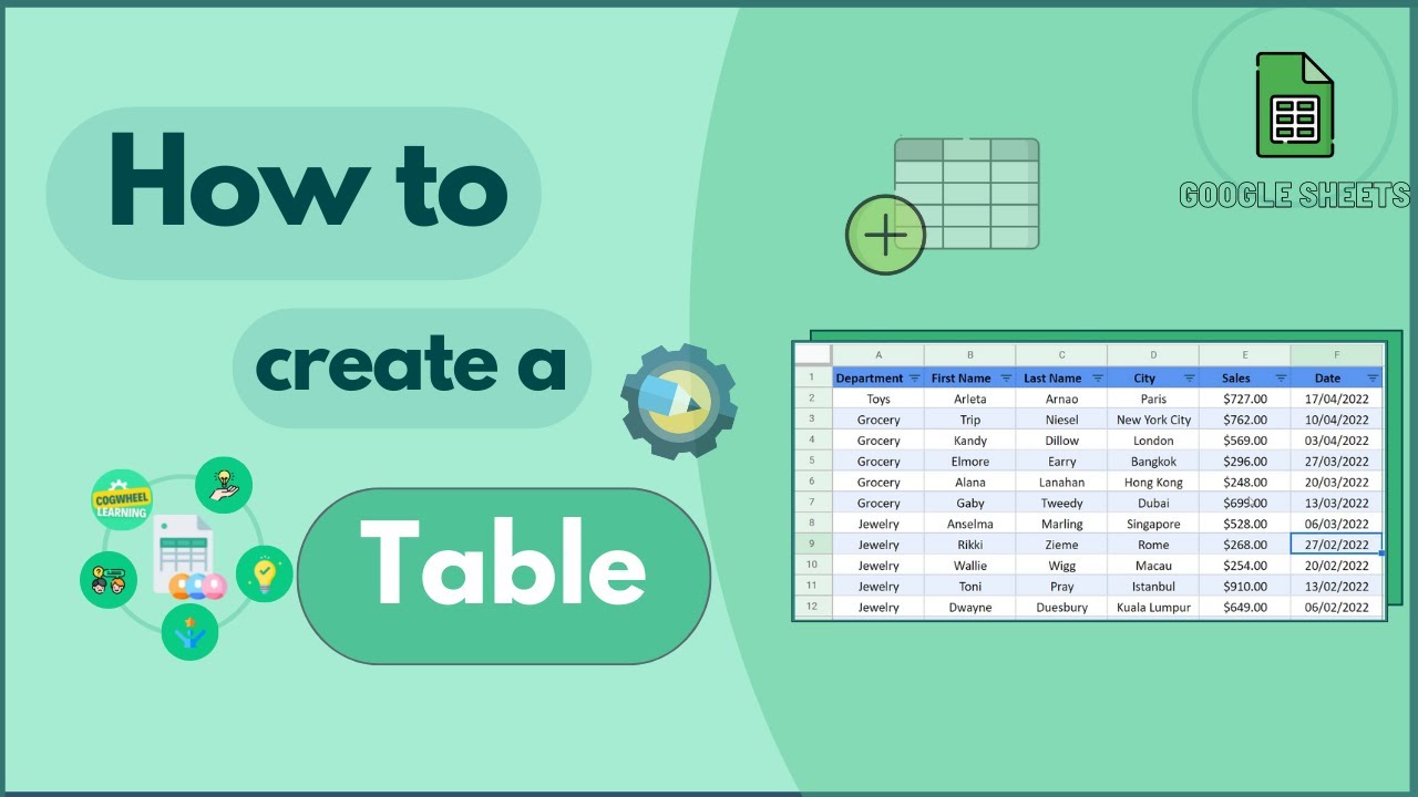 How To Create a Table in Google Sheets