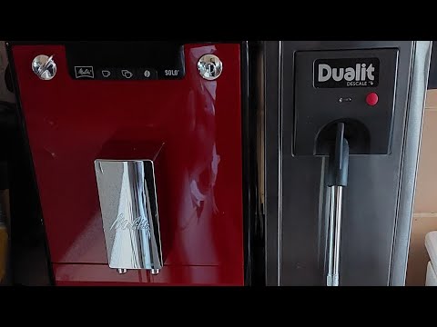 The Melitta Caffeo Solo Machine E950-204 teamed up with the Dualit Cino Milk Steamer/Frother