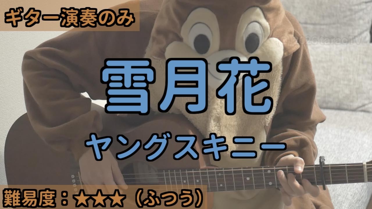 （ギターのみ）雪月花／ヤングスキニー／ギター弾き語り練習用動画（コード／ストローク／歌詞）