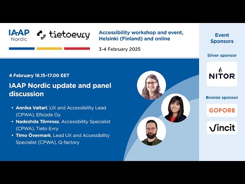 IAAP NORDIC  IAAP Nordic update and panel discussion