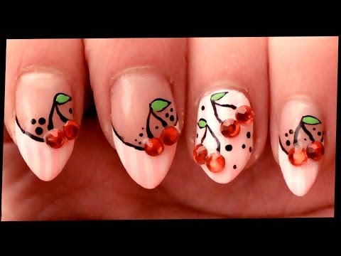 , title : 'Cherries on Pastel Pink nail art'