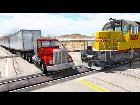 Railway Сrossing Train Сrashes #6 - Beamng drive