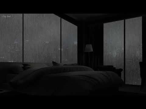 Rainy Night Luxury Apartment in New York | Heavy Rain on Window with Thunder Sounds for Sleeping