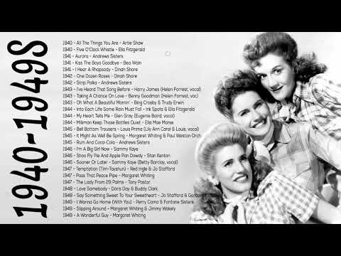 1940's american female singers - Ella Fitzgerald, Dinah Shore, Bing Crosby, Andrews Sisters
