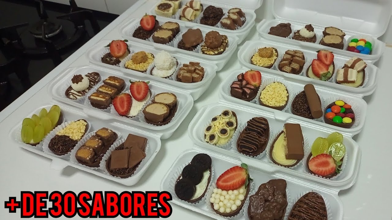 + de 30 Sabores com 2 Bases / Mini Ovos de 50gr/ Mini Ovos de colher / Mini Ovos de Páscoa Lucrativo