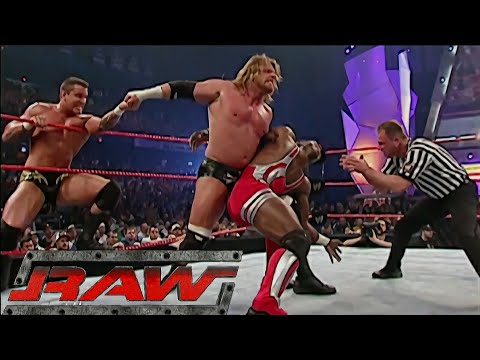 Evolution vs Shawn Michaels, Chris Benoit, Mick Foley & Shelton Benjamin RAW Apr 12,2004