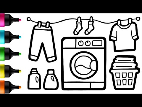 Washing and Drying Clothes Drawing, Painting and Coloring for Kids