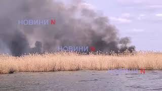 Над Миколаєвом стовп чорного диму – вогонь підбирається до дач (фото, відео)