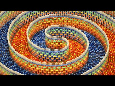 Watch An Amazing Triple Spiral Of 15,000 Dominoes Come To Its Glorious End