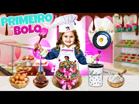 My little sister made a chocolate cake for the first time!