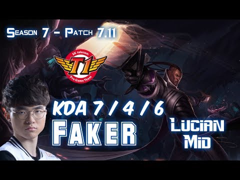 SKT T1 Faker LUCIAN vs KASSADIN Mid - Patch 7.11 KR Ranked