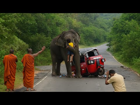 "Wild Elephant Rampage on Highway | فيل بري يهاجم السيارات على الطريق السريع"