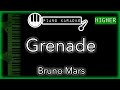 Grenade (HIGHER +3) - Bruno Mars - Piano Karaoke Instrumental