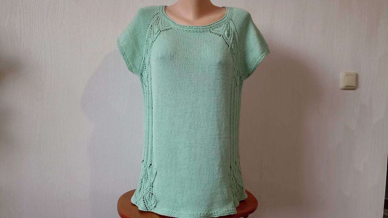 Летняя туника спицами "Ивушка", обзор готового изделия