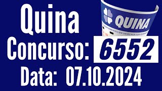 ???????? Resultado Quina, Quina 7/10, QUINA de hoje, RESULTADO da QUINA 6552,