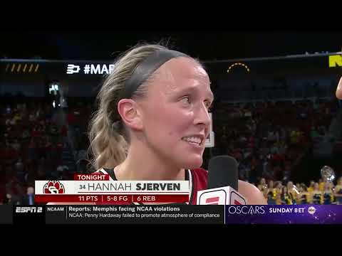 Hannah Sjerven halftime interview during NCAAW Sweet 16