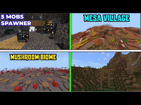 Special Seeds - Minecraft 1.18 Rarest Seed five Spawner Mooshroom Biome/Mesa village In MCPE #minecraft