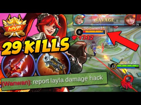 LAYLA DAMAGE HACK BUILD!! (PLS TRY) 29 KILLS + 4 SAVAGE! | Top 1 Global Layla