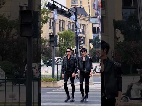 Walking style of tall boys street fashion men