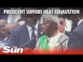 Shocking moment Liberian president Boakai freezes at podium during  inauguration speech
