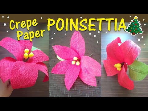 How To Make Paper Poinsettia | DIY Crepe Paper Poinsettia | Easy Poinsettia | Christmas Decoration