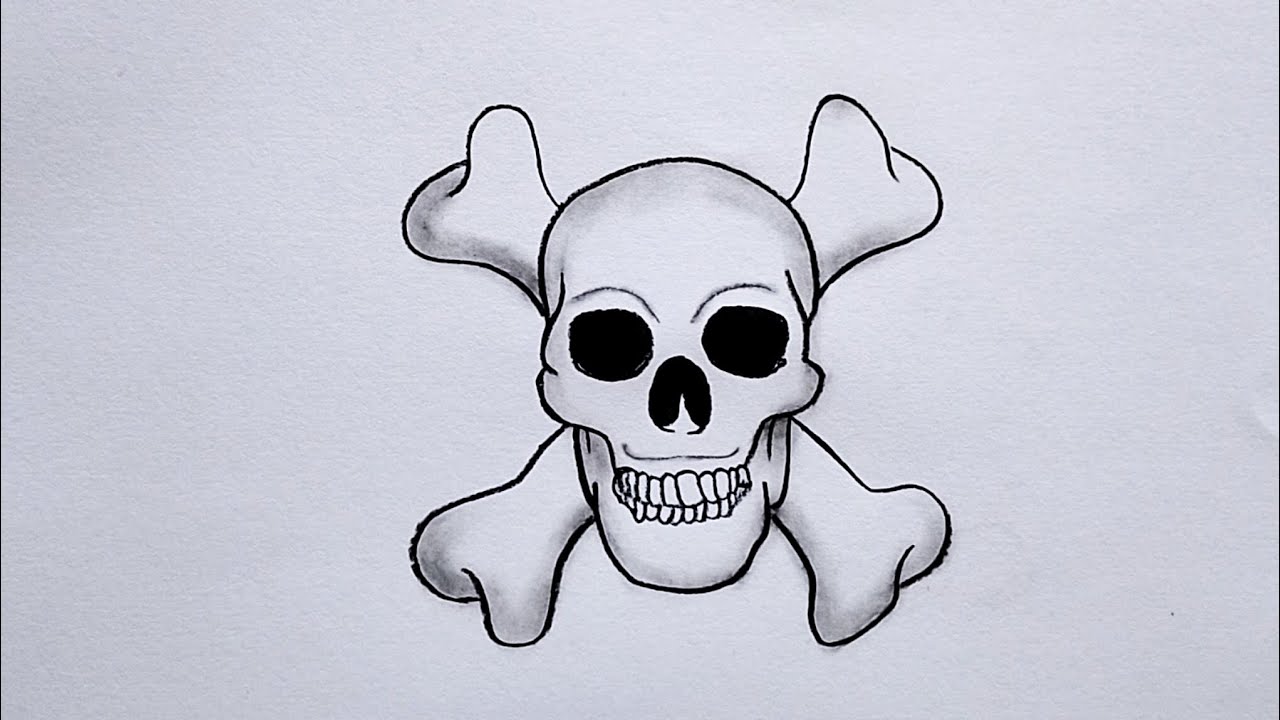 Skull & Crossbones Drawing, Easy Simple Pirate Skull Sketch Tutorial