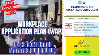 Workplace Application Plan in the Context of the MATATAG Curriculum