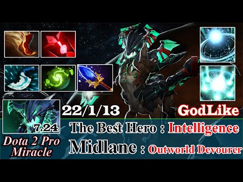 Outworld Devourer Midlane Godlike 22 Kill - Dota 2 Pro Miracle Spotlight Gameplay Patch 7.24 -Dota 2