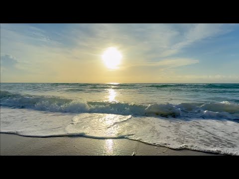 4K Magical Sunrise Bliss   7 Hours of Gentle Ocean Waves & Peaceful Beach Sounds   Stress Relief & C