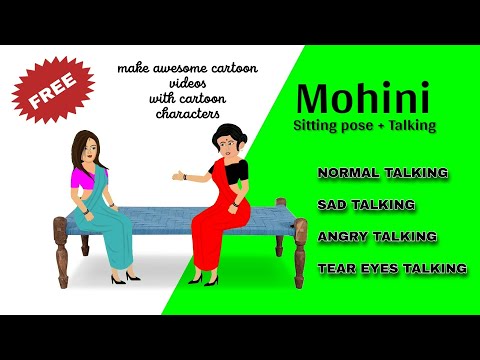 Mohini Chair Sitting Pose | TALKING MOUTH with different expression | Green Screen #video