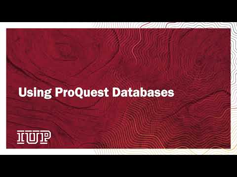 Using ProQuest Databases