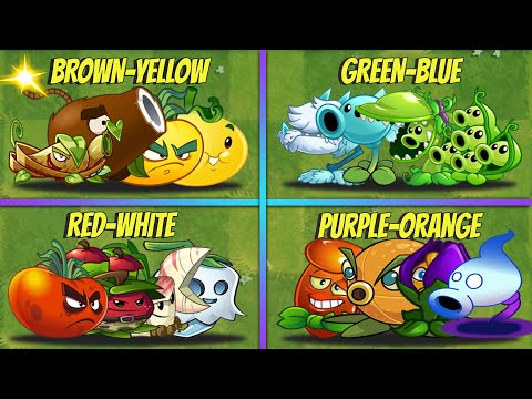 4 Team Red-White | Purple-Orange | Brown-Yellow | Green-Blue Plants - PvZ 2 Team Plants Battlez