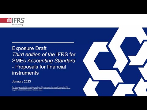 Webcast: financial instrument proposals in the IFRS for SMEs Accounting Standard consultation