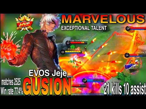 GUSION WITH EXCEPTIONAL TALENT AND MARVELOUS GAMEPLAY BY EVOS Jeje
