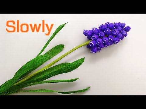 ABC TV | How To Make Grape Hyacinth Flower From Crepe Paper (Slowly) - Craft Tutorial