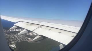 The QANTAS Airbus A380 taking off from Sydney to Dallas