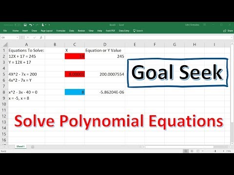 Solving Polynomial Equations Using Goal Seek In Excel Video