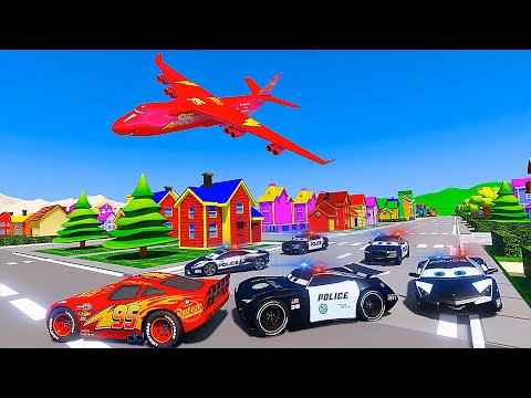 Lightning McQueen VS Police Cars Jackson Storm - Hot pursuit - Police Chase
