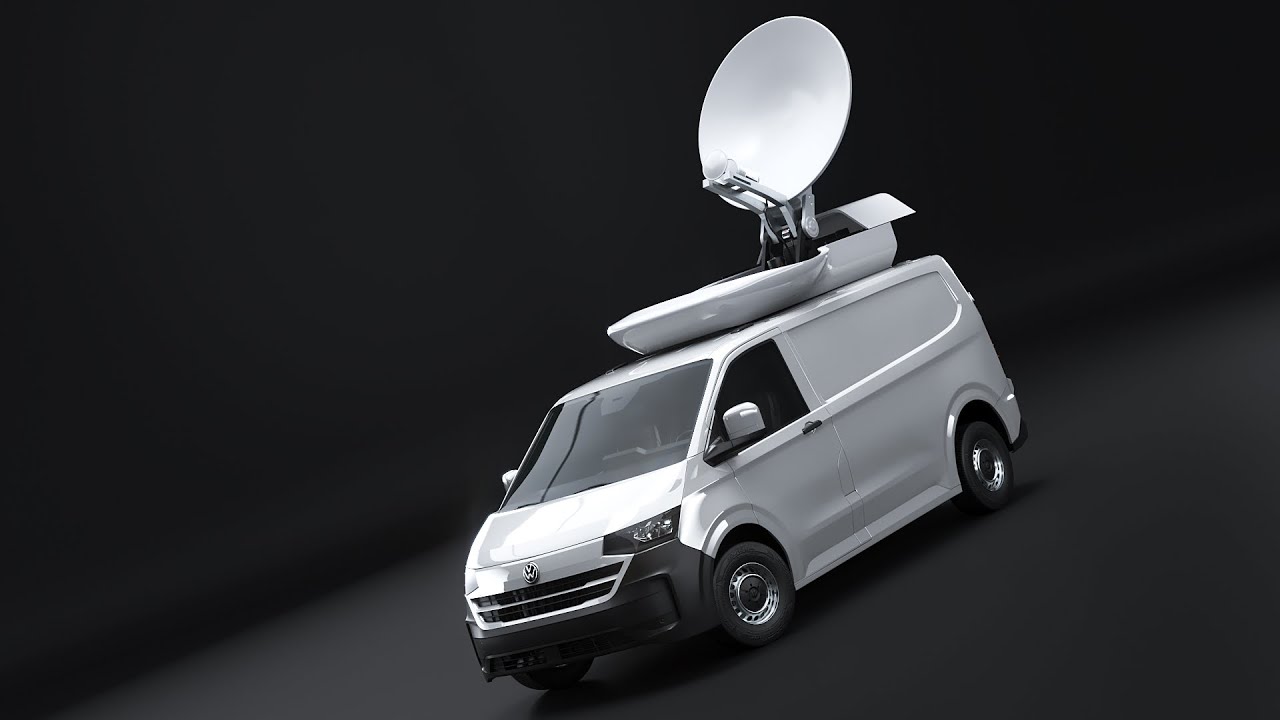 ルーフディッシュ付き TV 衛星ニュースバン VW トランスポーター T7 3Dモデル