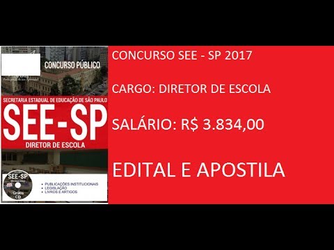 CONCURSO SEE SP 2017   DIRETOR DE ESCOLA