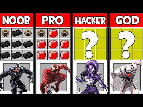 Minecraft Battle: VENOM MONSTER MUTANT CRAFTINGE - NOOB vs PRO vs HACKER vs GOD - Animation