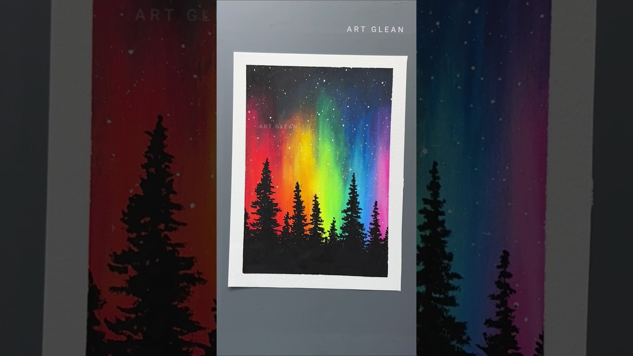 Painting Northern Lights with Soft Pastels for Beginners #shorts #shortsfeed