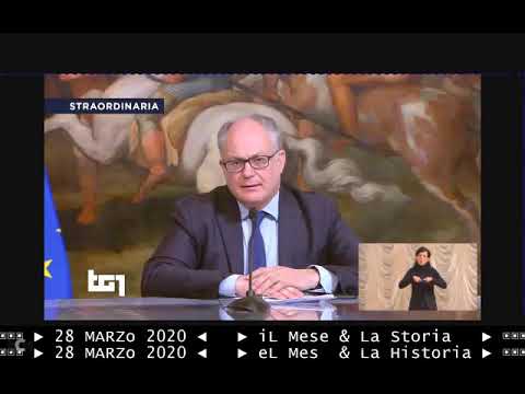 "parole sbagliate dell'Europa" 28 03 2020 - clip - passaggio del discorso di Gualtieri - TG1