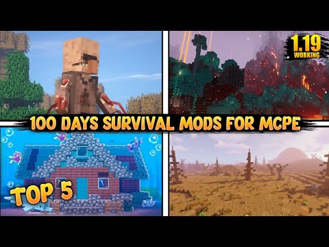 Top 5 Minecraft 100 Days Survival Mods For Minecraft PE🔥|| 100 Days Survival Mods MCPE ||