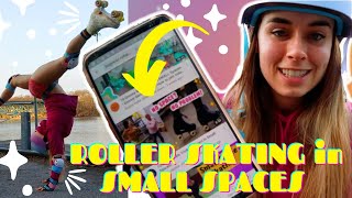 BEGINNER TRIES 10 Roller Skate Tricks to Learn in Small Spaces by INDY JAMMA JONES | Vlog Day 18