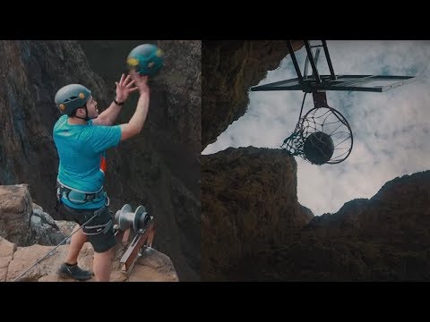 Man BREAKS World Record with 660-Foot Basketball Shot from a Waterfall!