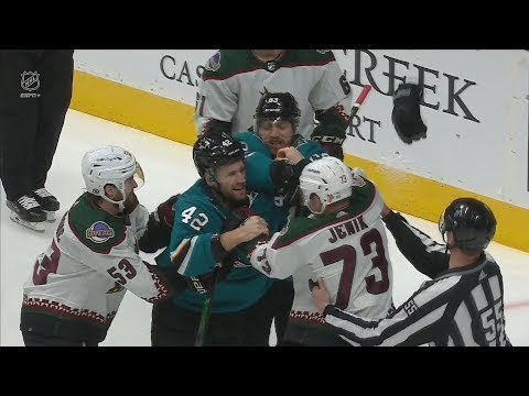 Jan Jenik And Jonah Gadjovich Drop The Gloves, Logan Couture Scores